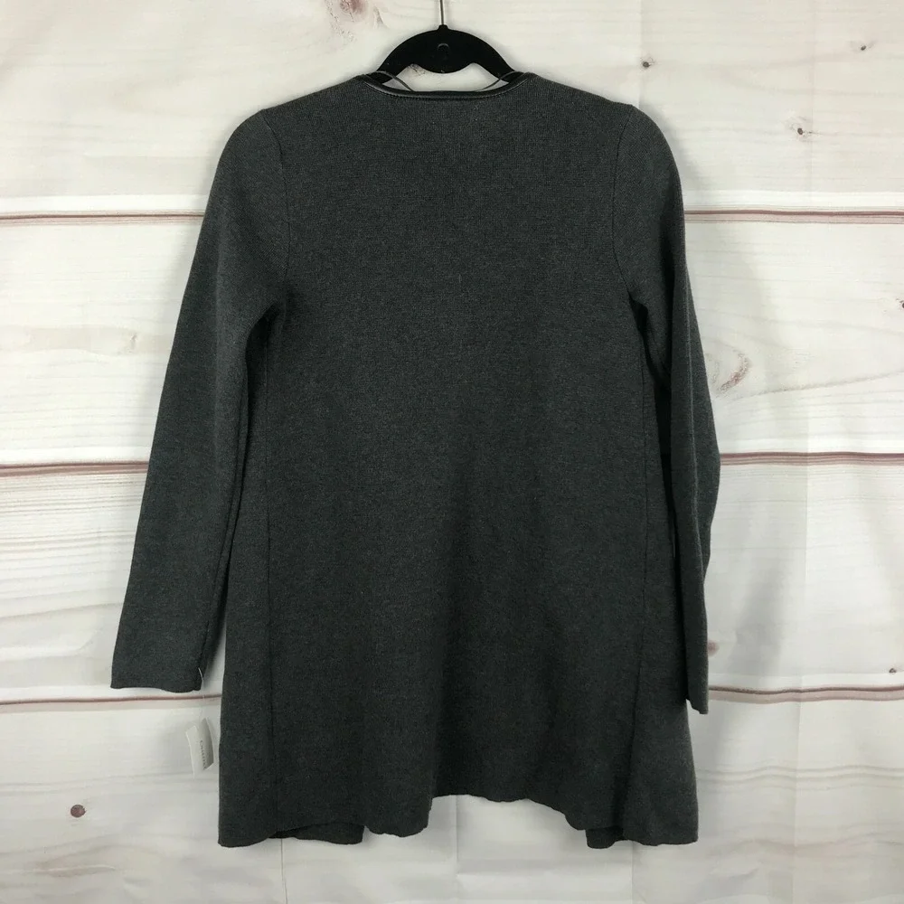 Charter Club Sweater Womens XS Gray Cardigan Open Front Long Sleeve Zip Pocket